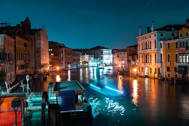 Venice at night in Italy
